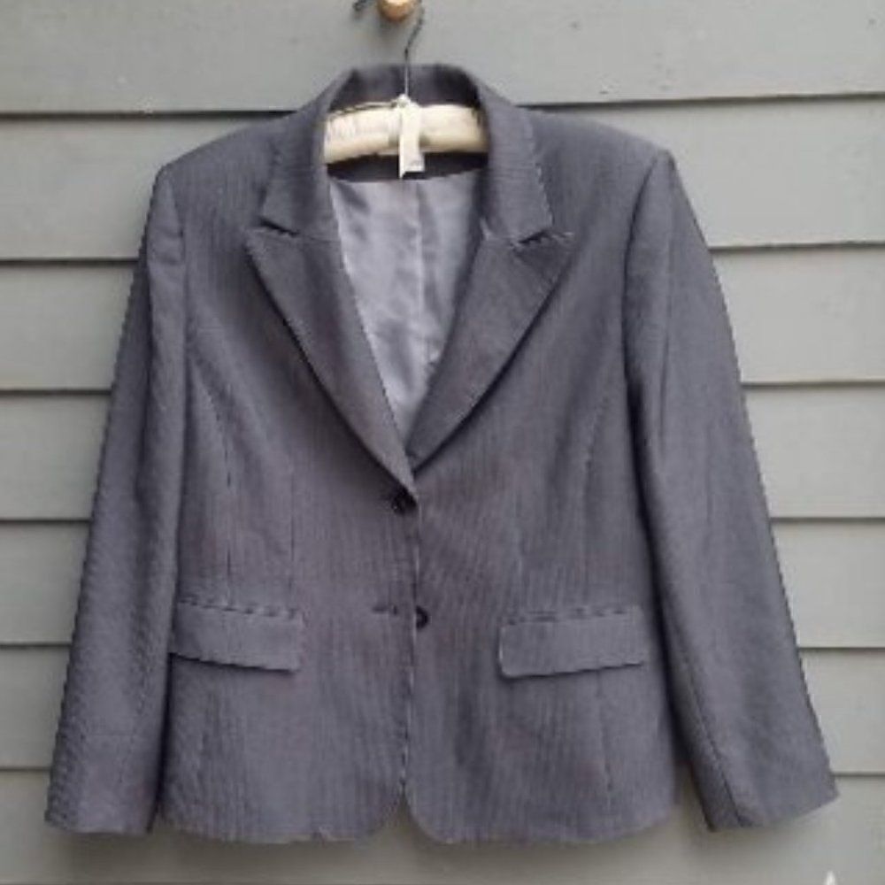 Gray Le Suit Micro Pinstripe Suit Jacket size 14